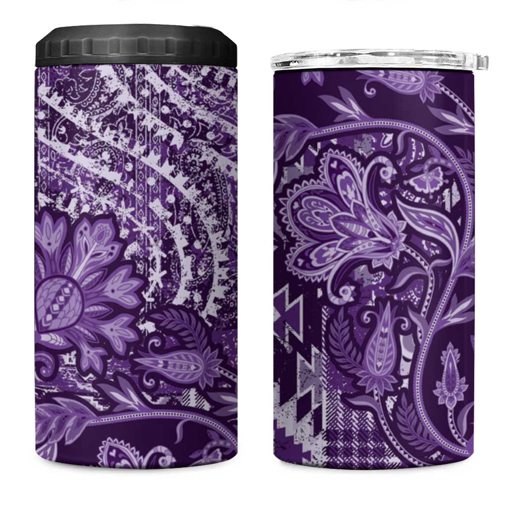 Afro Floral mix Maasai Shuka 4 in 1 Can Cooler Tumbler Purple Moitf LT9