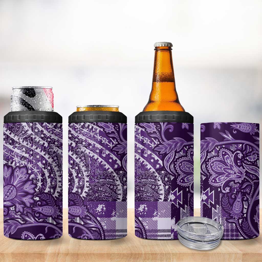 Afro Floral mix Maasai Shuka 4 in 1 Can Cooler Tumbler Purple Moitf LT9