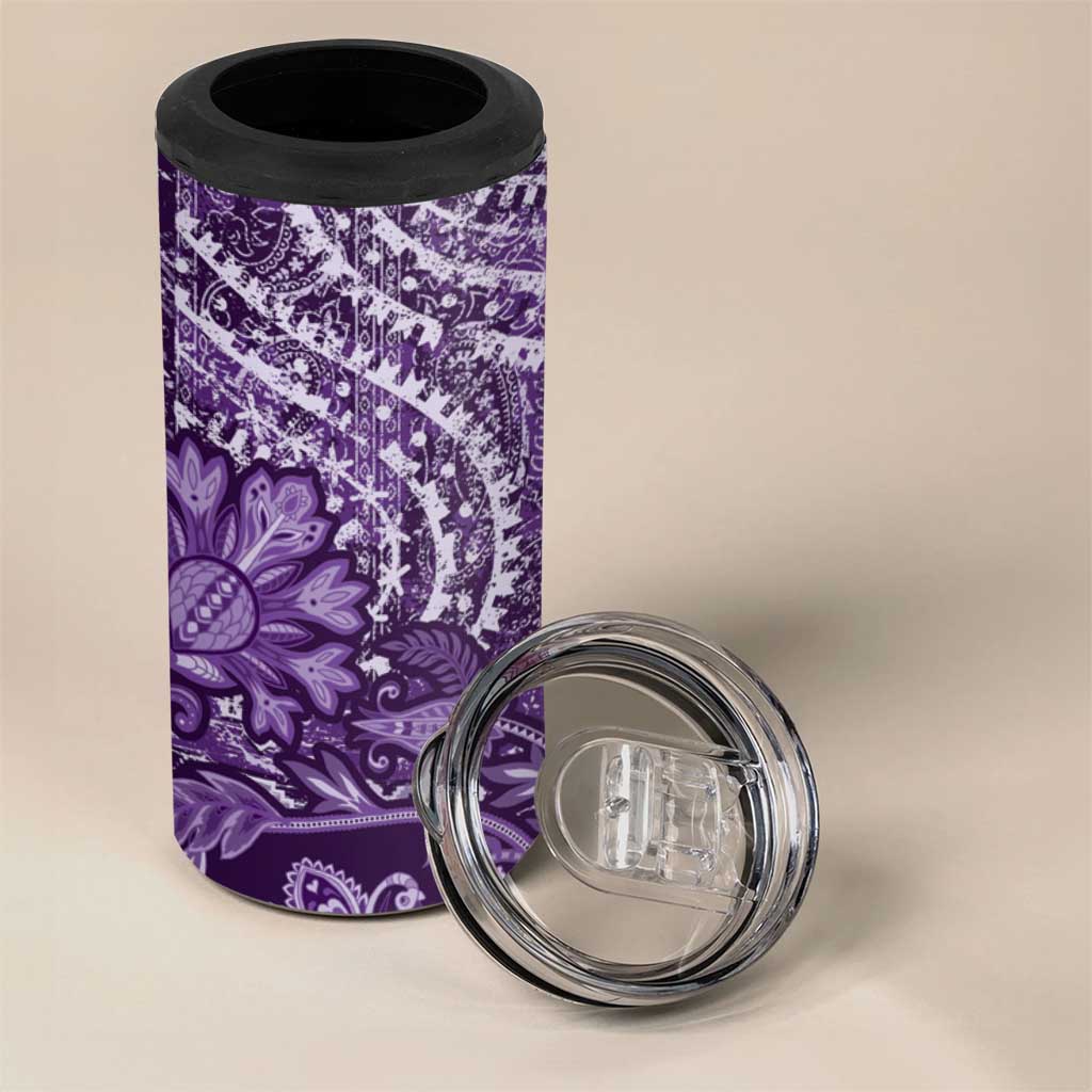 Afro Floral mix Maasai Shuka 4 in 1 Can Cooler Tumbler Purple Moitf LT9