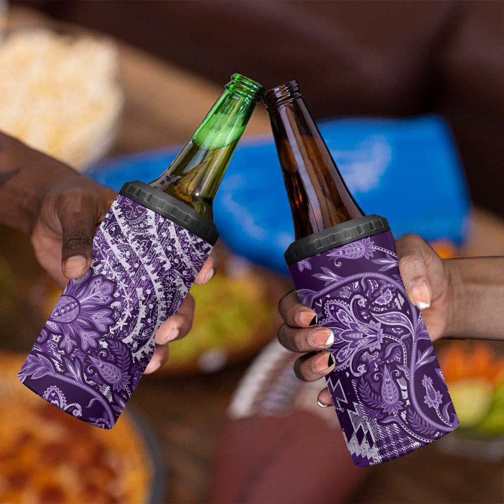 Afro Floral mix Maasai Shuka 4 in 1 Can Cooler Tumbler Purple Moitf LT9