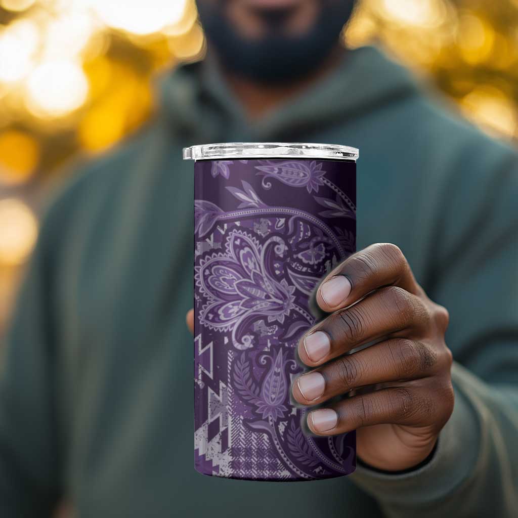 Afro Floral mix Maasai Shuka 4 in 1 Can Cooler Tumbler Purple Moitf LT9