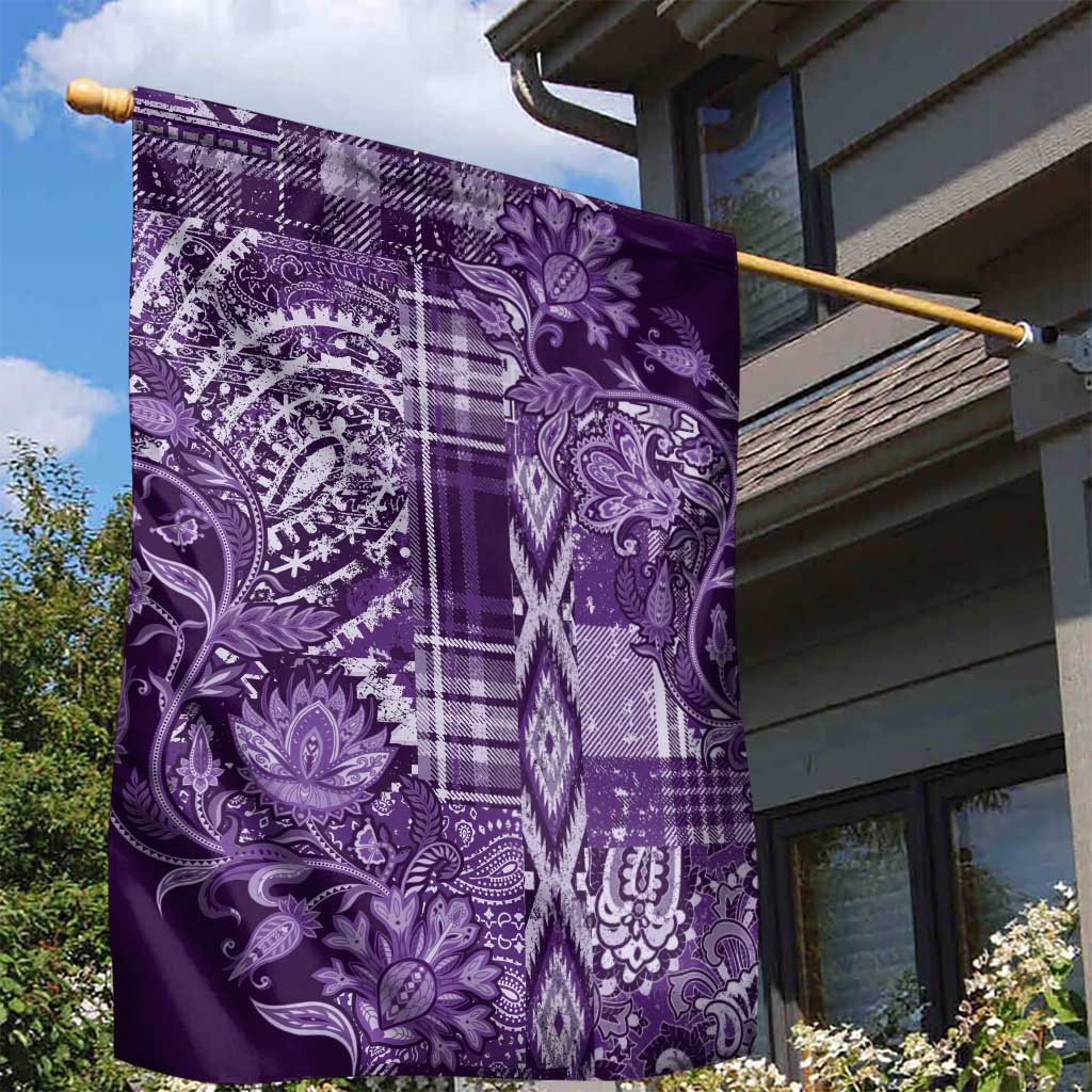 Afro Floral mix Maasai Shuka Garden Flag Purple Moitf LT9