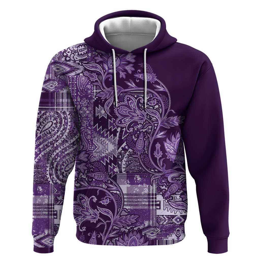 Africa Floral mix Maasai Shuka Hoodie Purple Moitf LT9