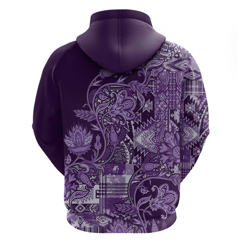 Africa Floral mix Maasai Shuka Hoodie Purple Moitf LT9