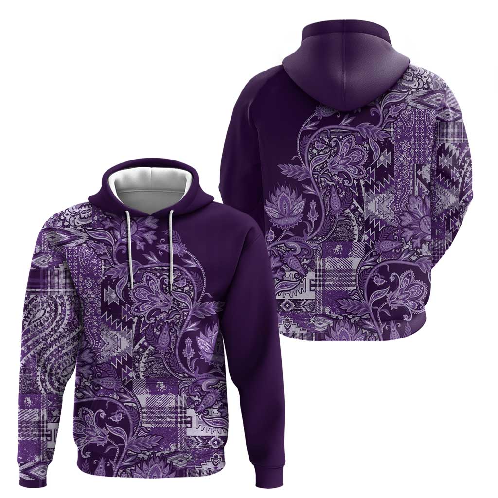 Africa Floral mix Maasai Shuka Hoodie Purple Moitf LT9
