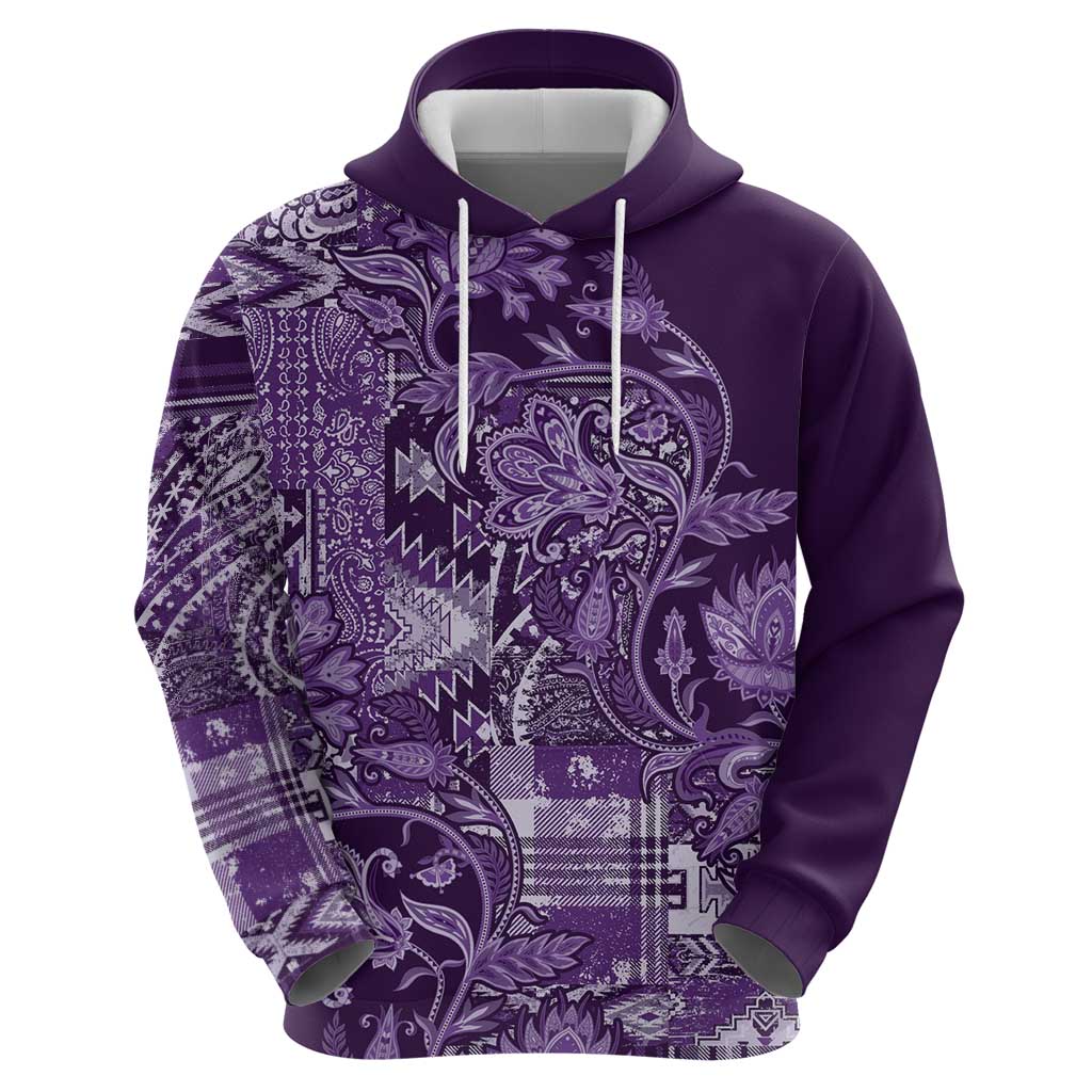 Africa Floral mix Maasai Shuka Hoodie Purple Moitf LT9