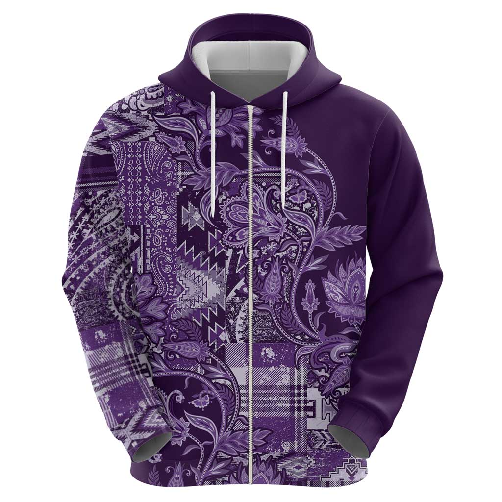 Africa Floral mix Maasai Shuka Hoodie Purple Moitf LT9