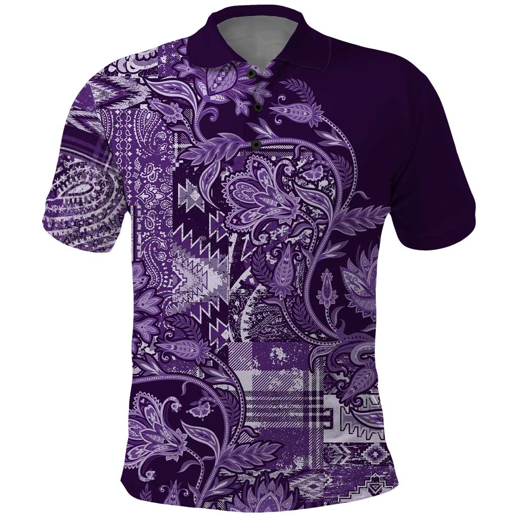 Africa Floral mix Maasai Shuka Polo Shirt Purple Moitf LT9