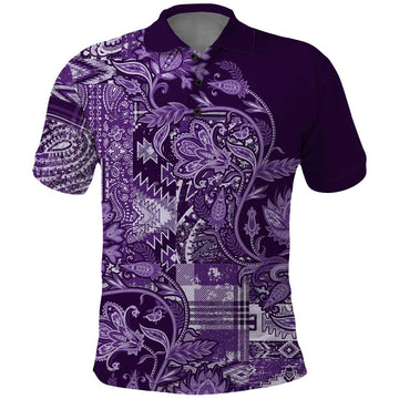Africa Floral mix Maasai Shuka Polo Shirt Purple Moitf LT9