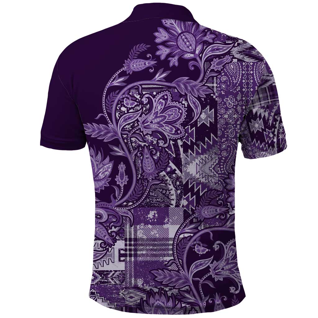Africa Floral mix Maasai Shuka Polo Shirt Purple Moitf LT9