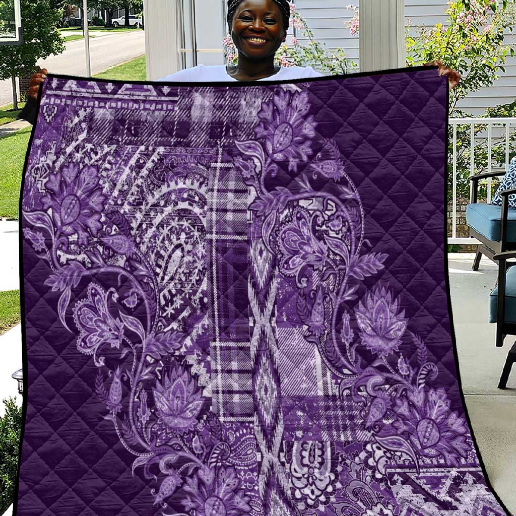 Afro Floral mix Maasai Shuka Quilt Purple Moitf LT9