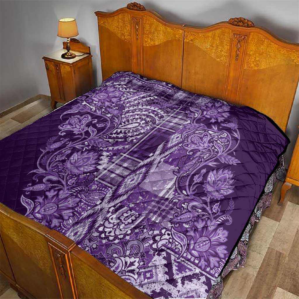 Afro Floral mix Maasai Shuka Quilt Purple Moitf LT9