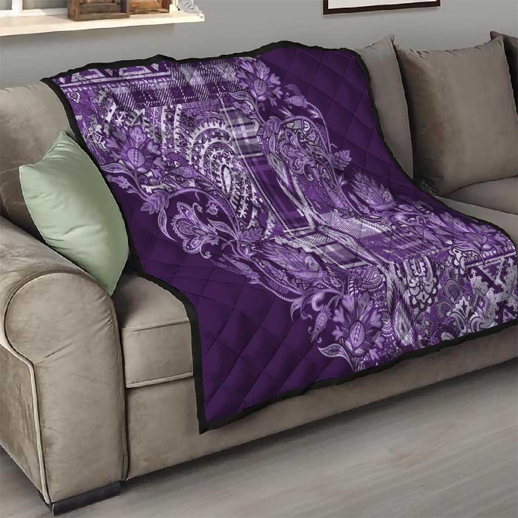 Afro Floral mix Maasai Shuka Quilt Purple Moitf LT9