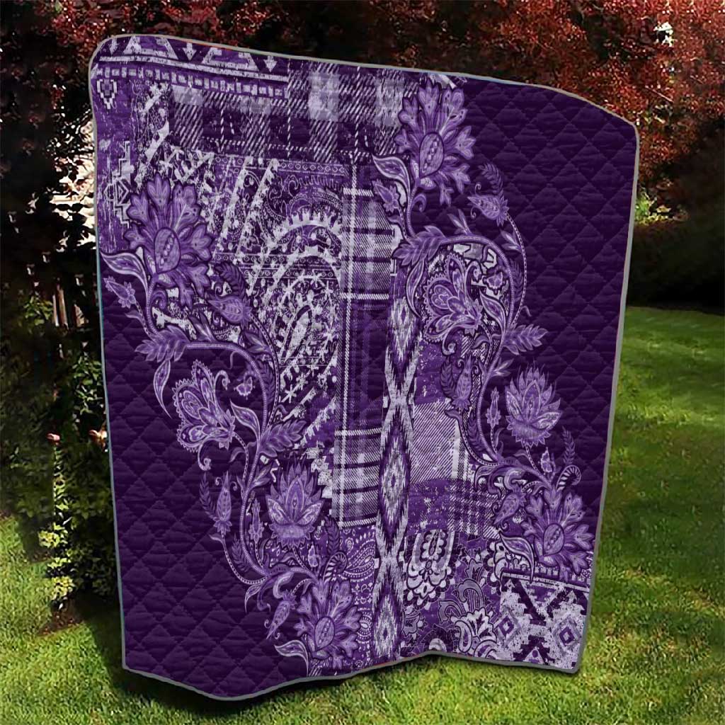 Afro Floral mix Maasai Shuka Quilt Purple Moitf LT9