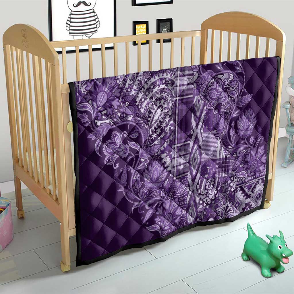 Afro Floral mix Maasai Shuka Quilt Purple Moitf LT9