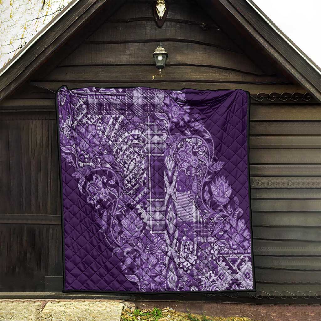 Afro Floral mix Maasai Shuka Quilt Purple Moitf LT9