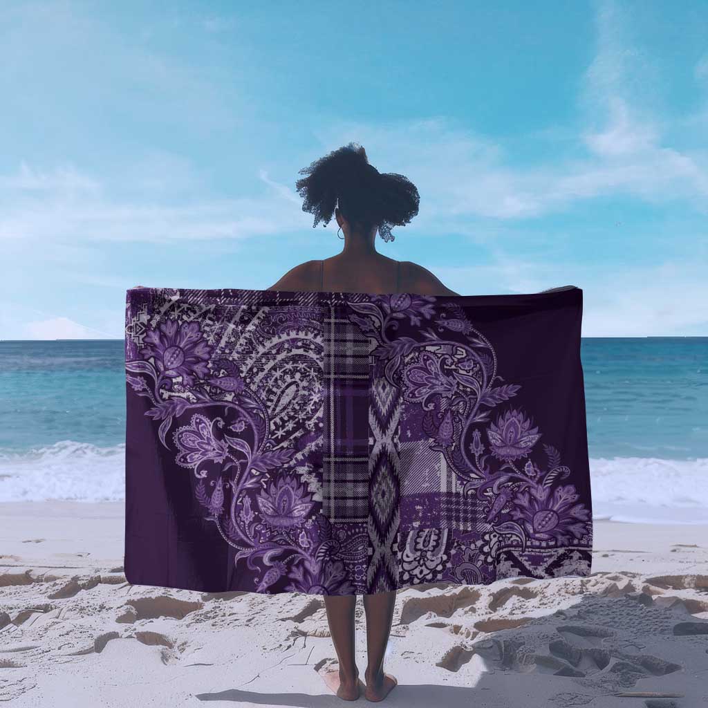 Afro Floral mix Maasai Shuka Sarong Purple Moitf LT9