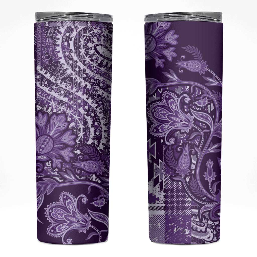 Afro Floral mix Maasai Shuka Skinny Tumbler Purple Moitf LT9