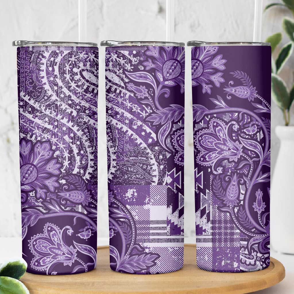 Afro Floral mix Maasai Shuka Skinny Tumbler Purple Moitf LT9