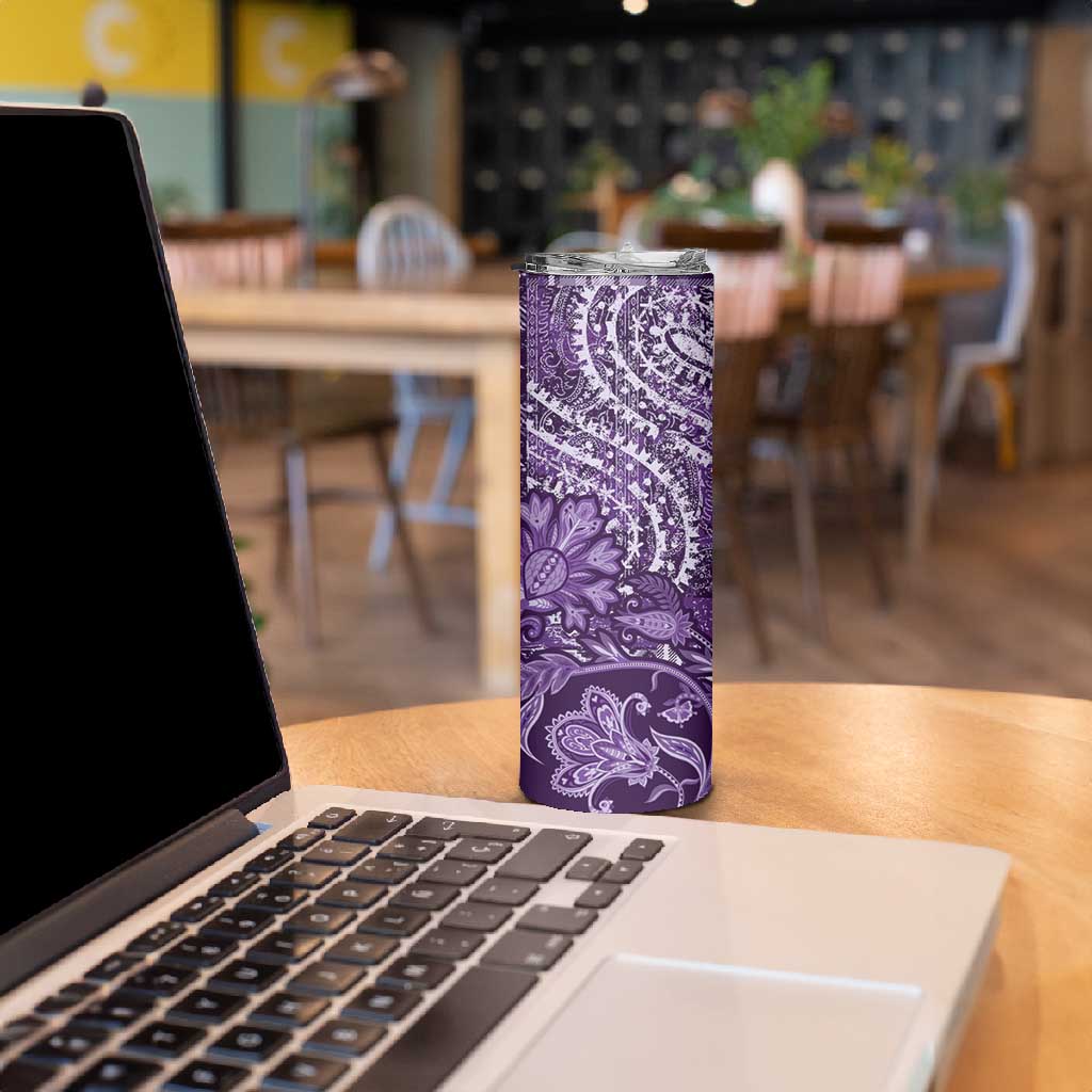 Afro Floral mix Maasai Shuka Skinny Tumbler Purple Moitf LT9