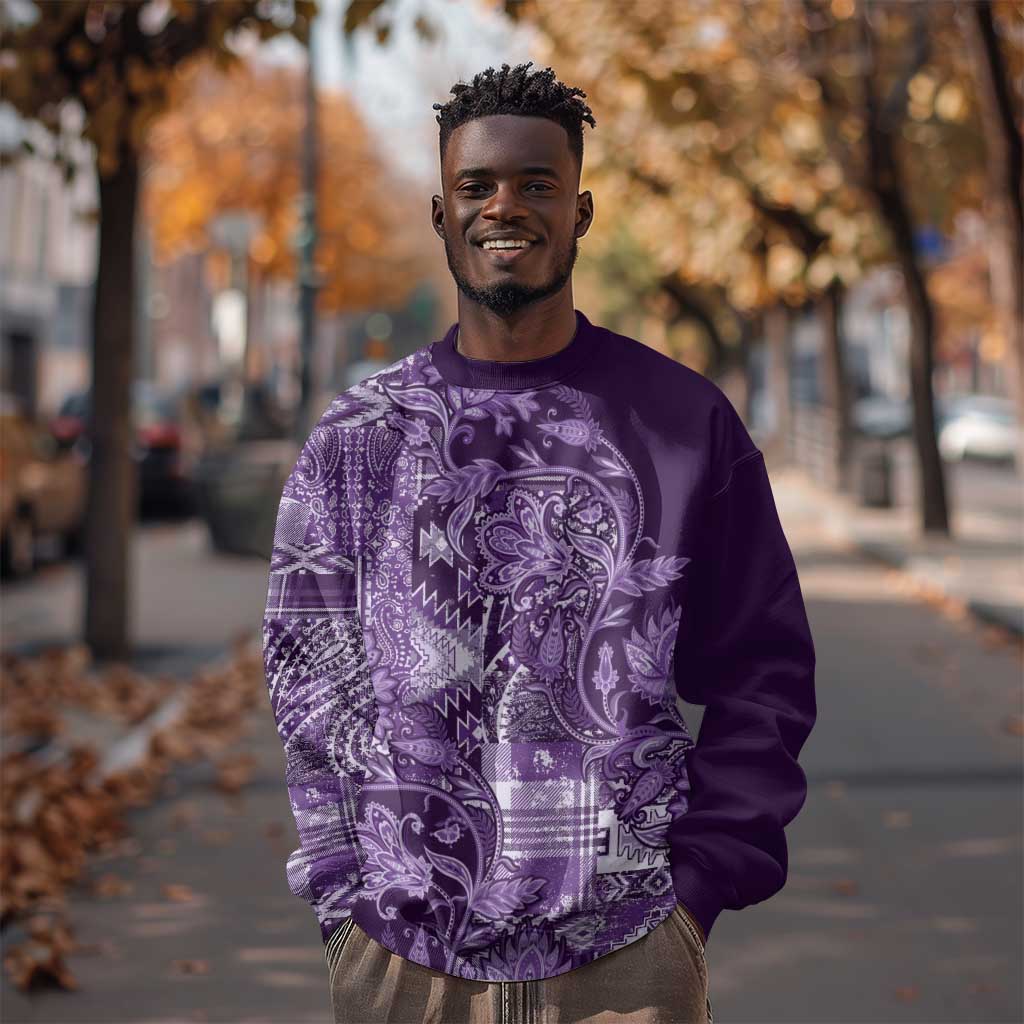 Afro Floral mix Maasai Shuka Sweatshirt Purple Moitf LT9