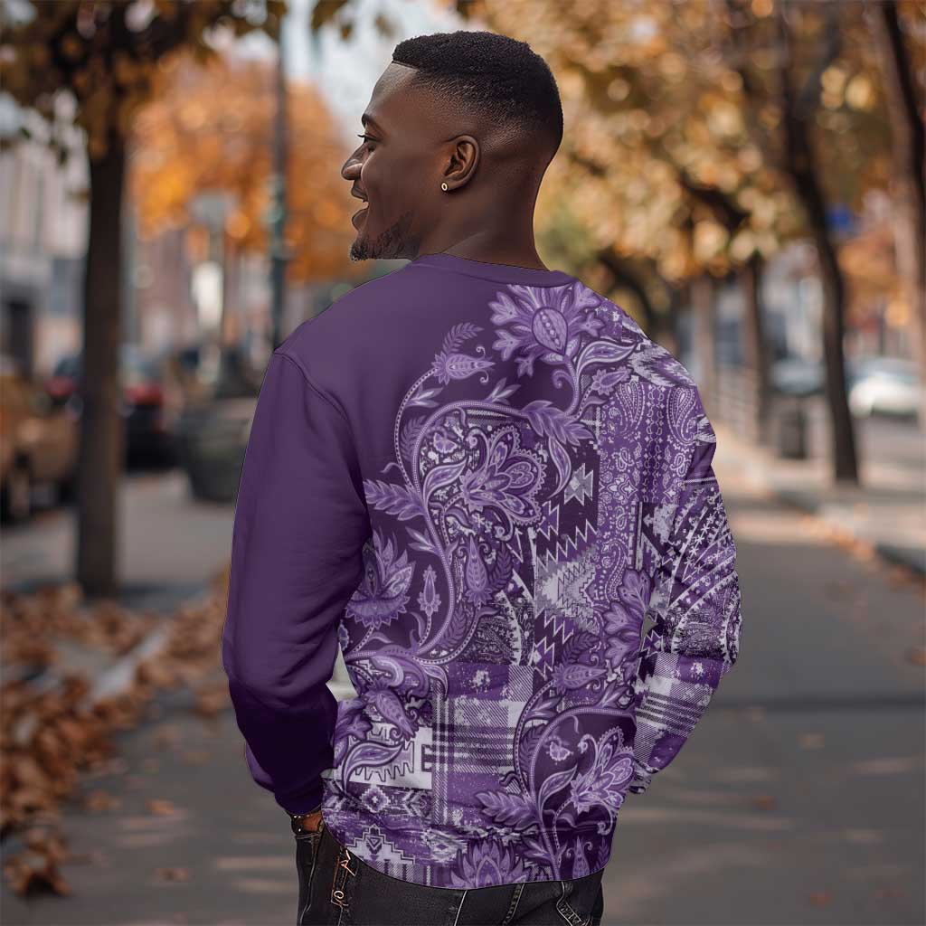 Afro Floral mix Maasai Shuka Sweatshirt Purple Moitf LT9