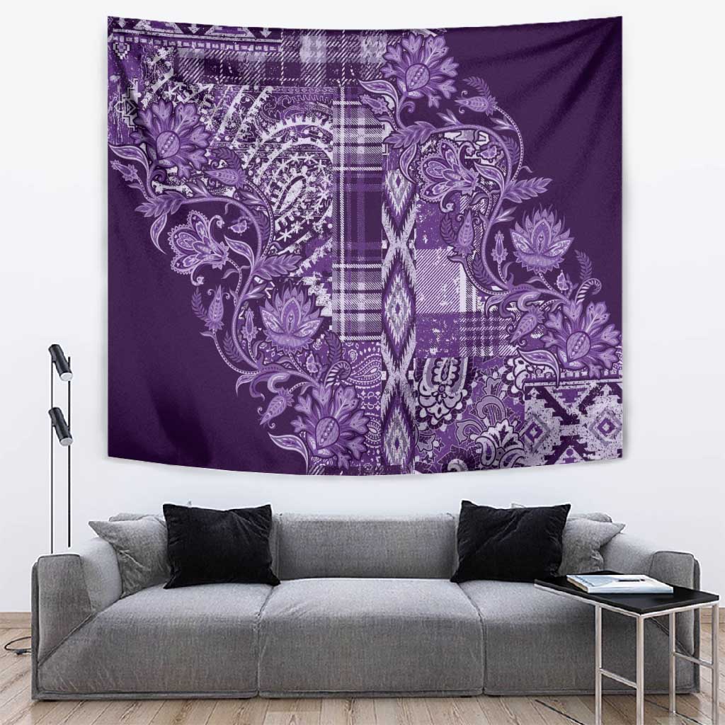 Afro Floral mix Maasai Shuka Tapestry Purple Moitf LT9