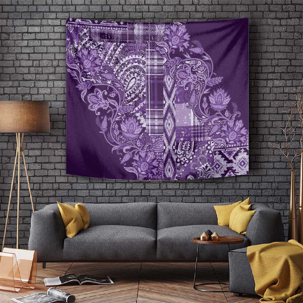 Afro Floral mix Maasai Shuka Tapestry Purple Moitf LT9