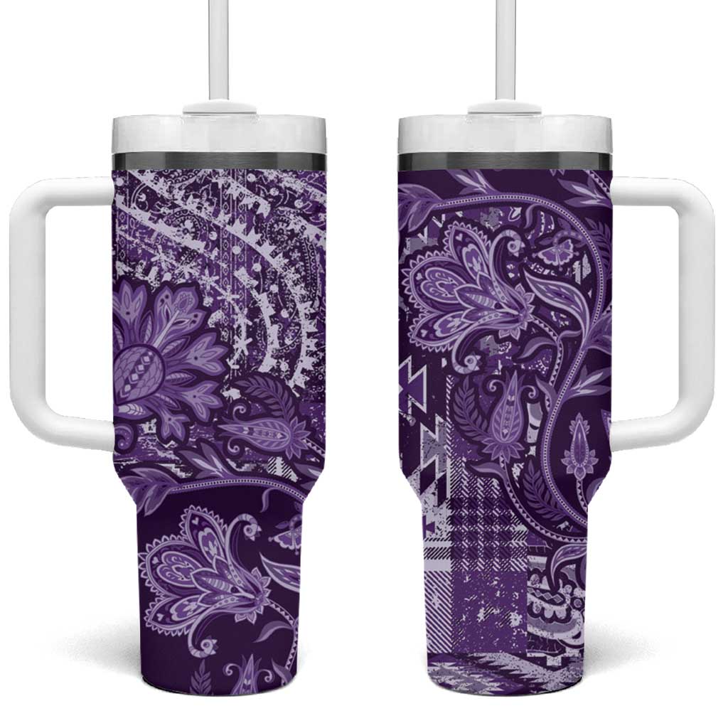 Afro Floral mix Maasai Shuka Tumbler With Handle Purple Moitf LT9