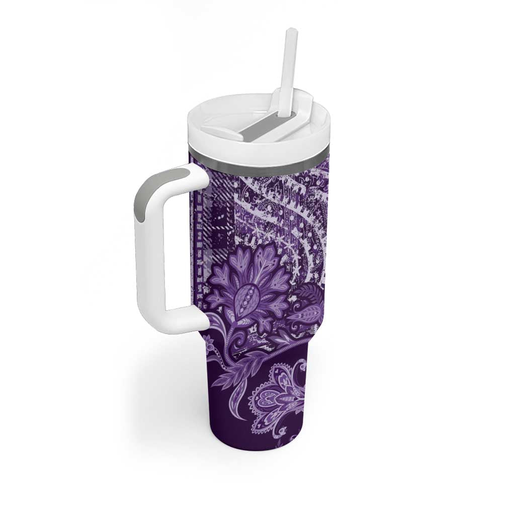 Afro Floral mix Maasai Shuka Tumbler With Handle Purple Moitf LT9