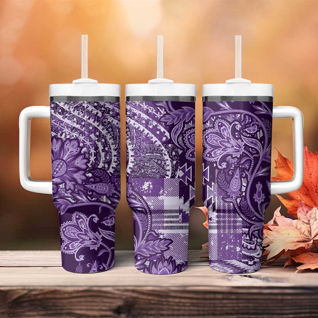 Afro Floral mix Maasai Shuka Tumbler With Handle Purple Moitf LT9