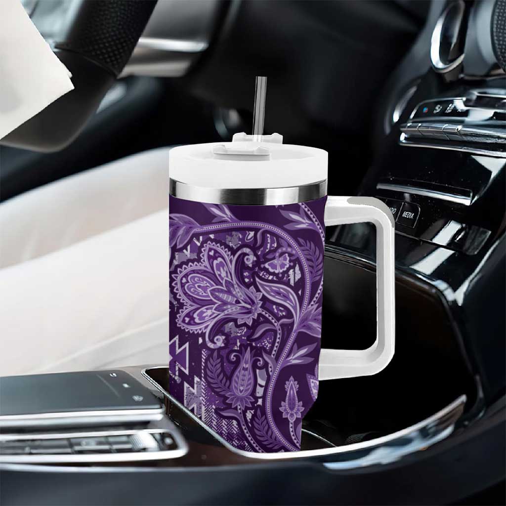 Afro Floral mix Maasai Shuka Tumbler With Handle Purple Moitf LT9