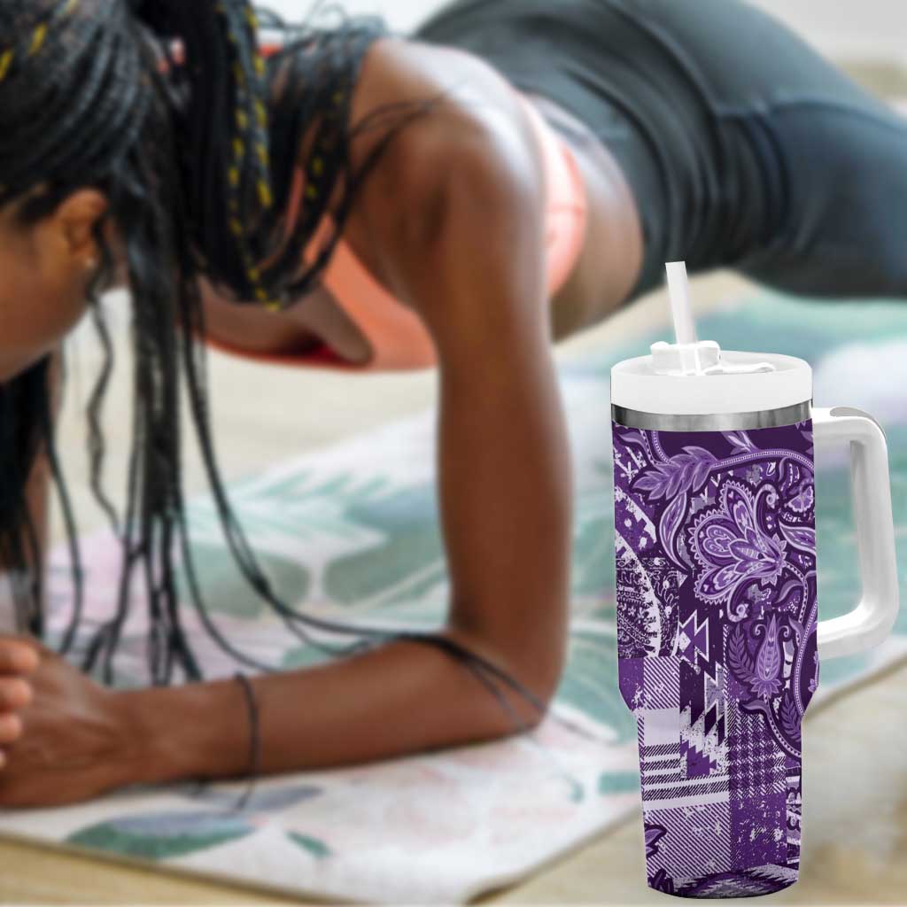 Afro Floral mix Maasai Shuka Tumbler With Handle Purple Moitf LT9