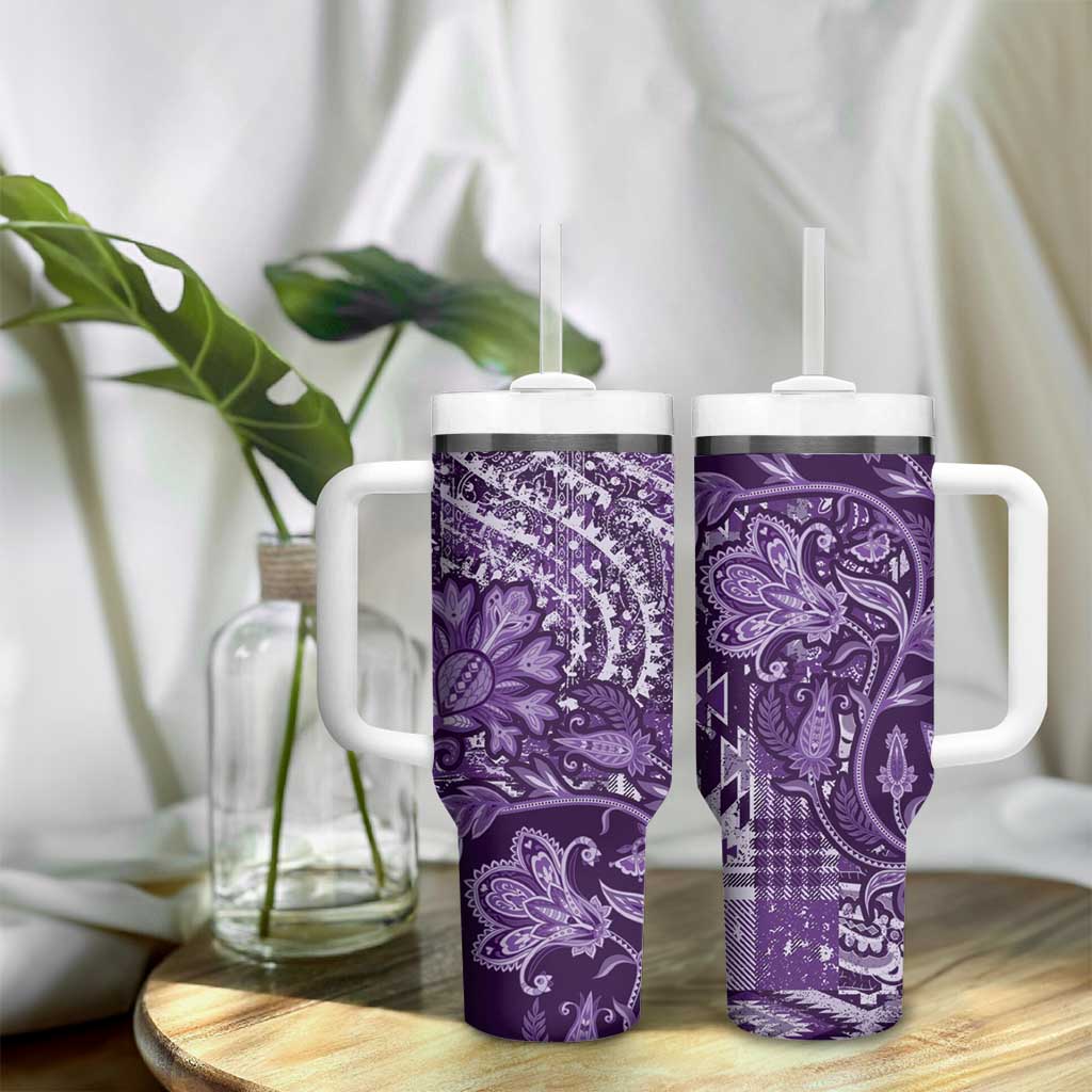 Afro Floral mix Maasai Shuka Tumbler With Handle Purple Moitf LT9