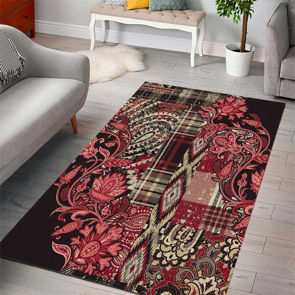 Afro Floral mix Maasai Shuka Area Rug Red Moitf LT9