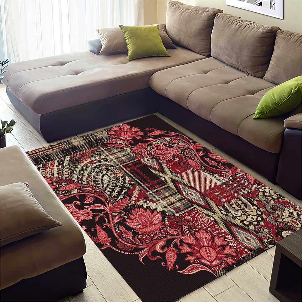 Afro Floral mix Maasai Shuka Area Rug Red Moitf LT9