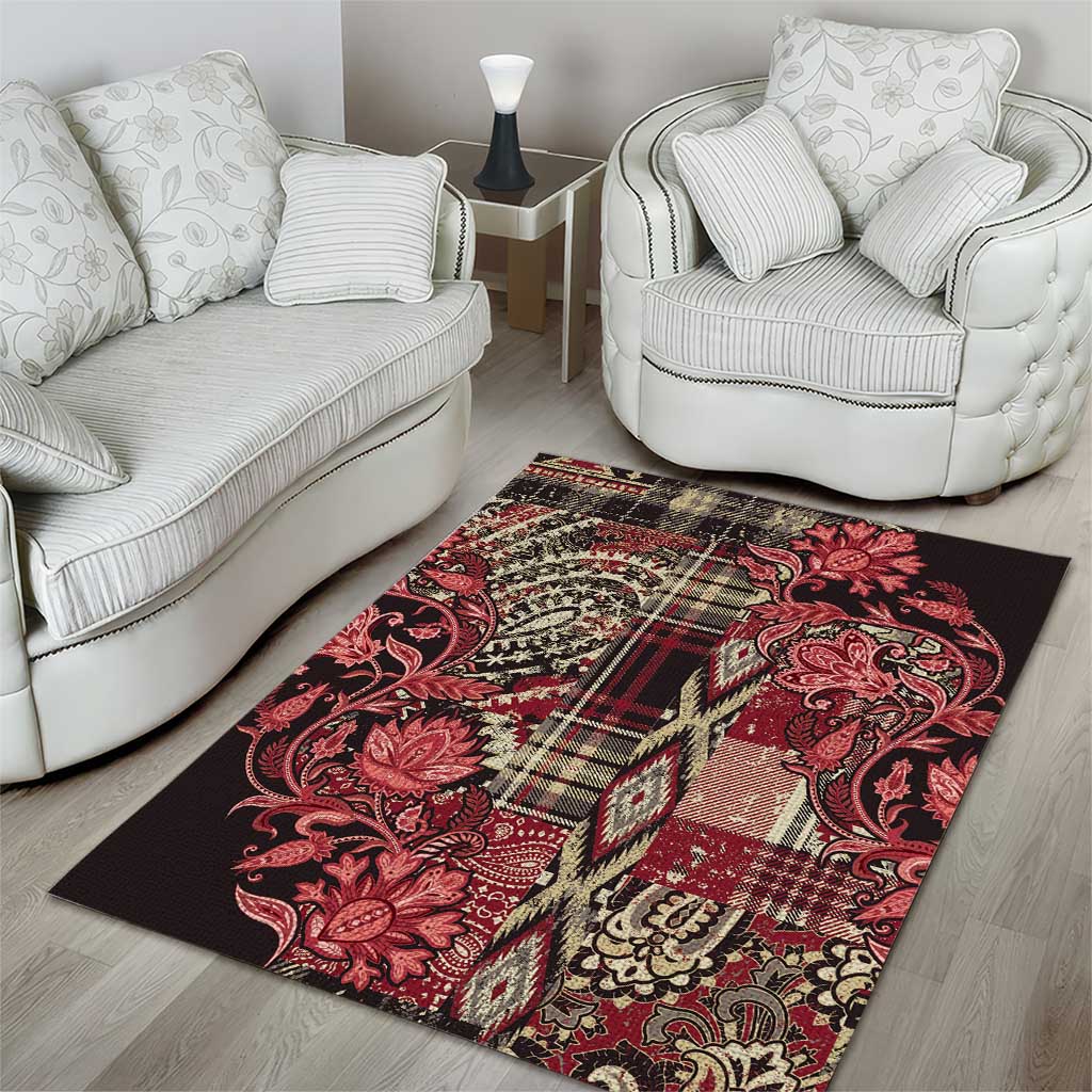 Afro Floral mix Maasai Shuka Area Rug Red Moitf LT9