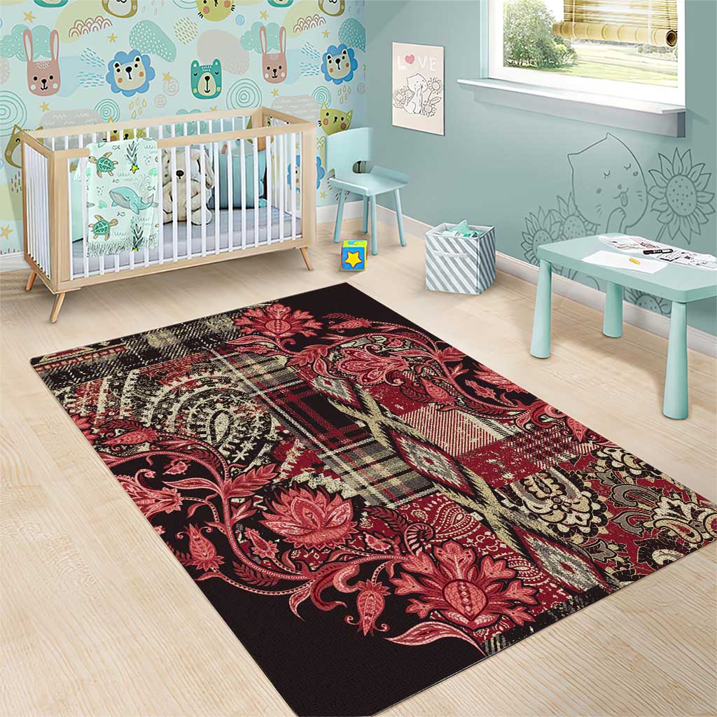 Afro Floral mix Maasai Shuka Area Rug Red Moitf LT9