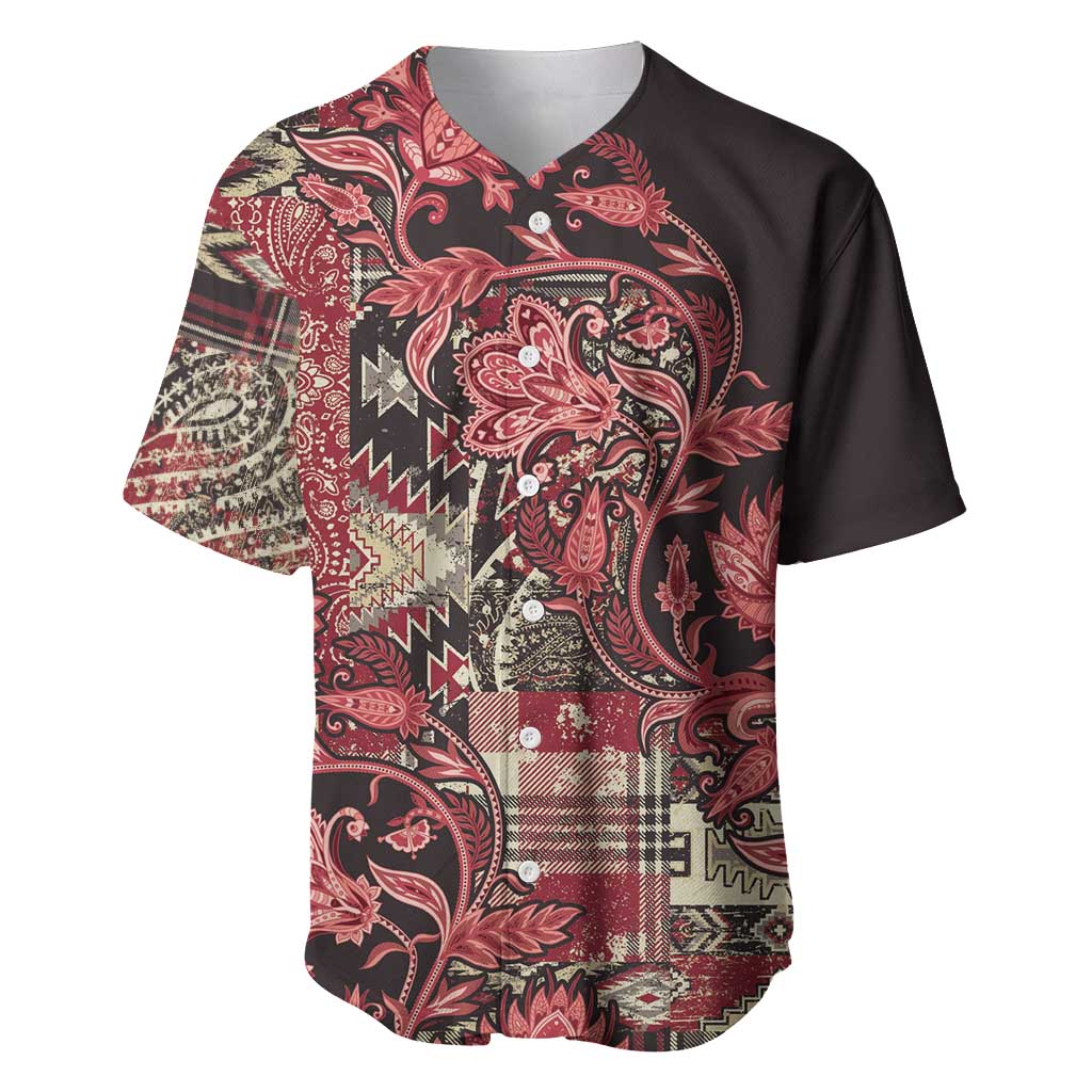 Afro Floral mix Maasai Shuka Baseball Jersey Red Moitf LT9