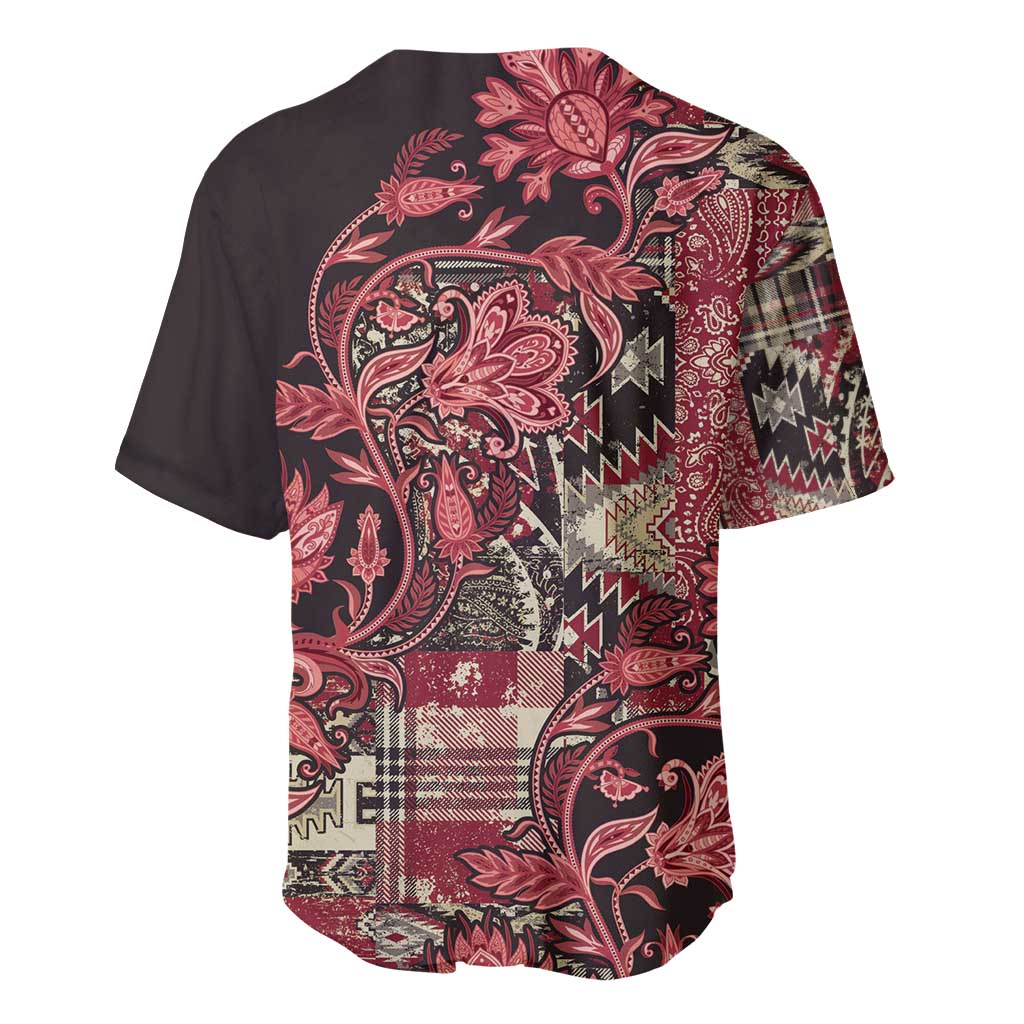 Afro Floral mix Maasai Shuka Baseball Jersey Red Moitf LT9