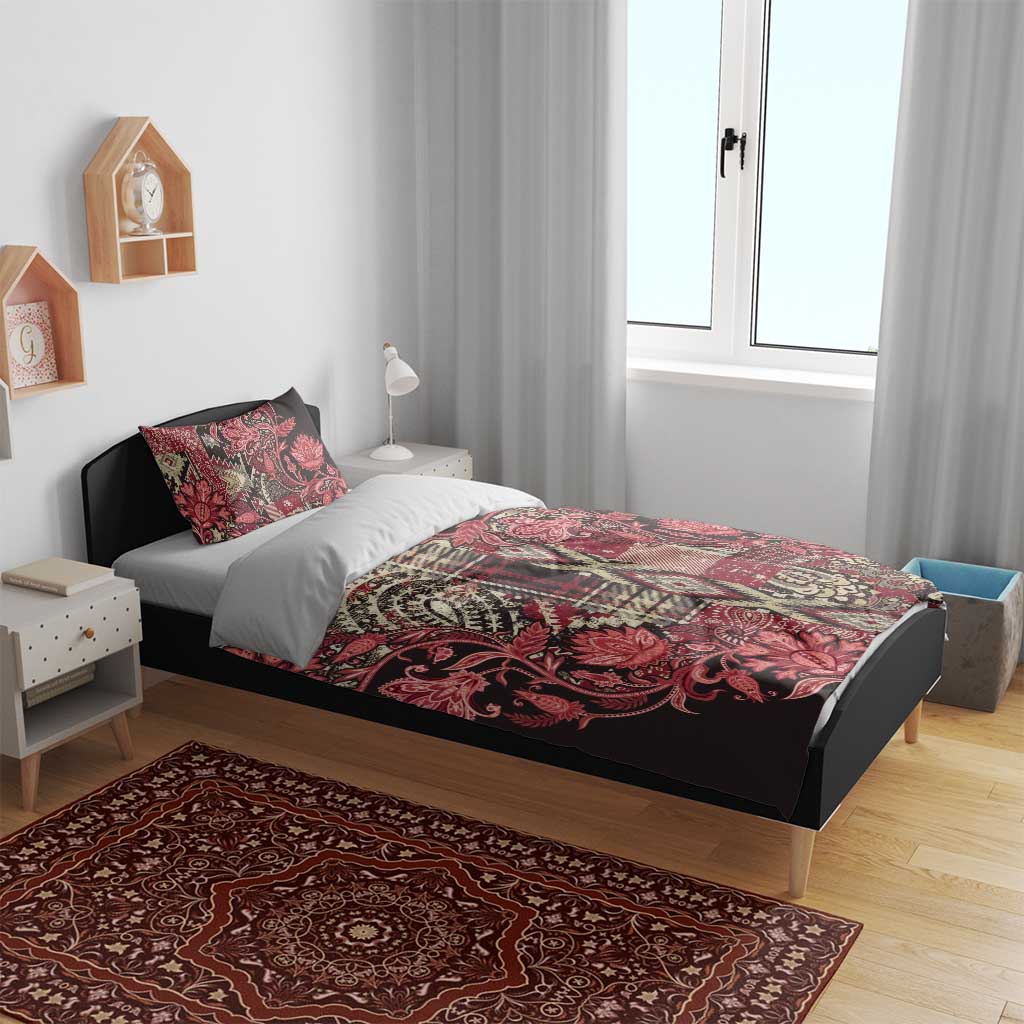 Afro Floral mix Maasai Shuka Bedding Set Red Moitf LT9