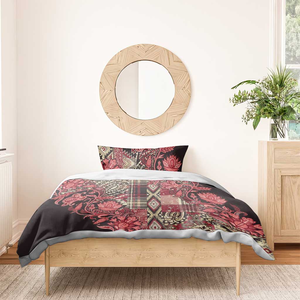 Afro Floral mix Maasai Shuka Bedding Set Red Moitf LT9