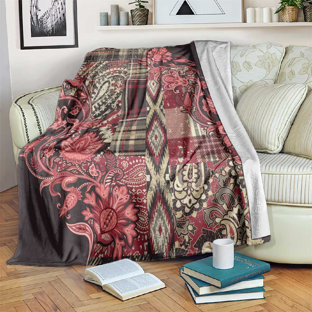 Afro Floral mix Maasai Shuka Blanket Red Moitf LT9