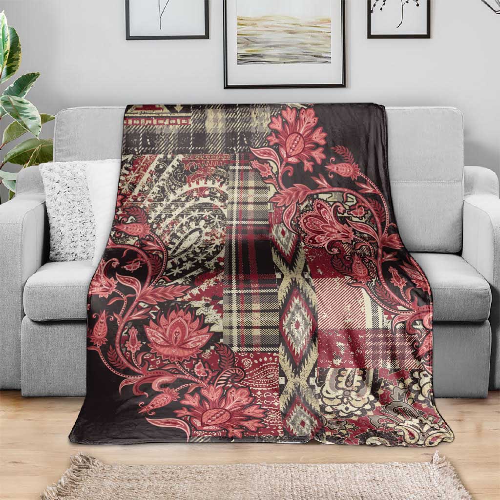 Afro Floral mix Maasai Shuka Blanket Red Moitf LT9