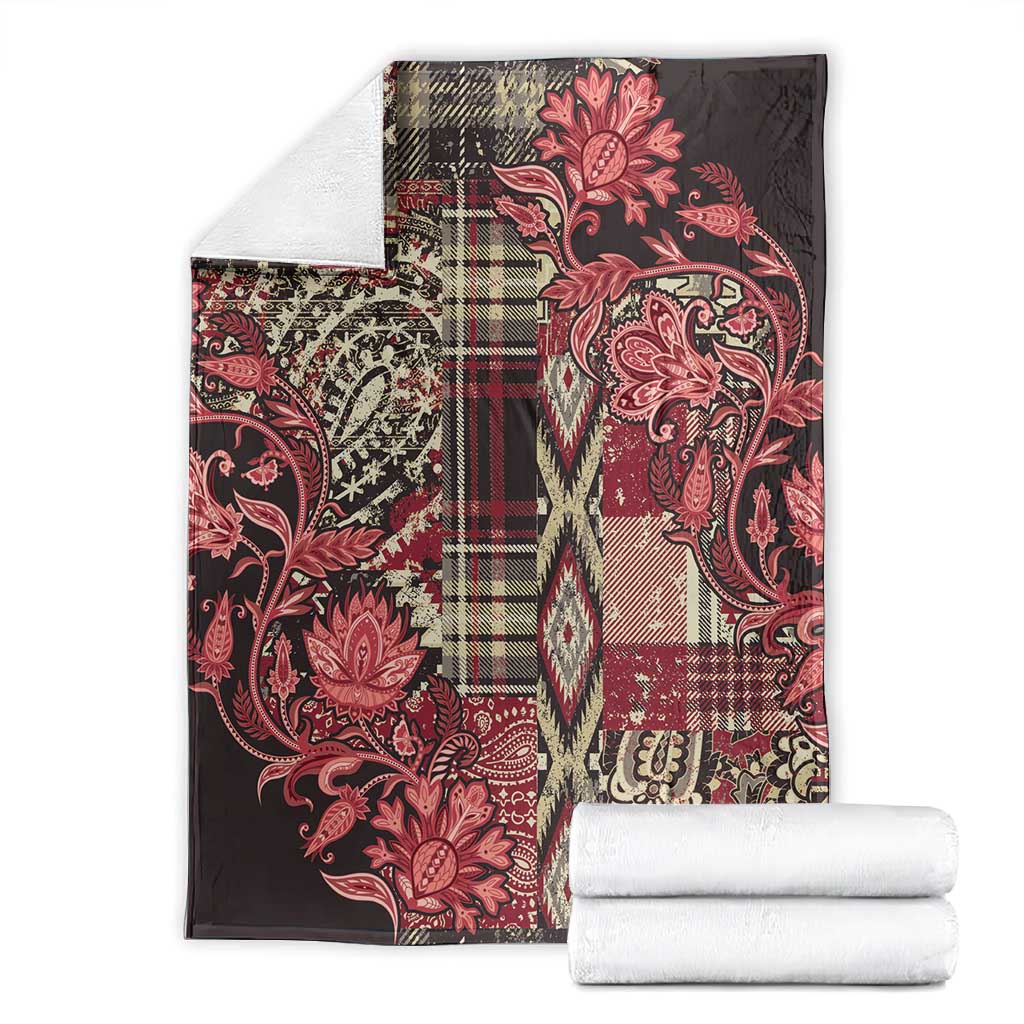 Afro Floral mix Maasai Shuka Blanket Red Moitf LT9