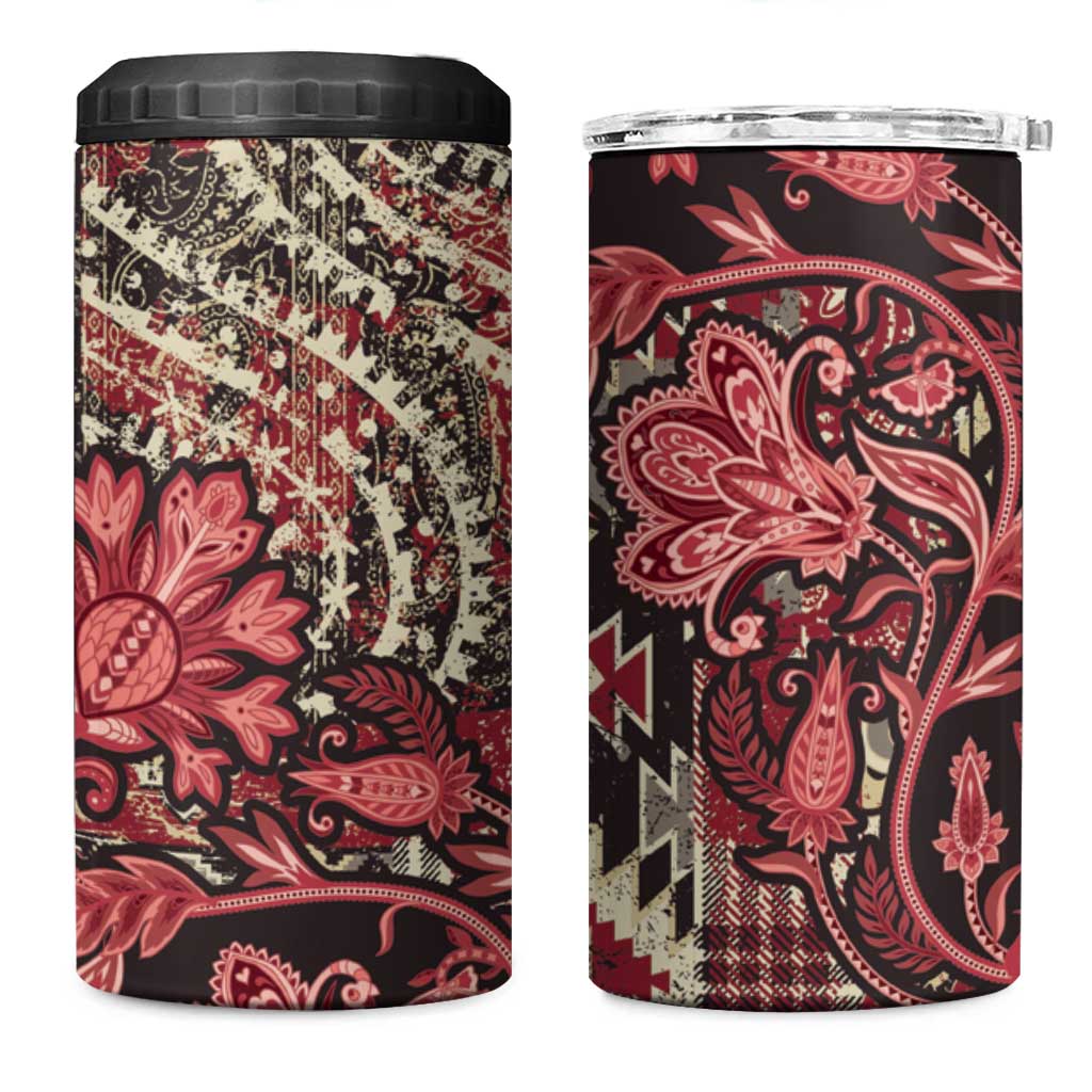Afro Floral mix Maasai Shuka 4 in 1 Can Cooler Tumbler Red Moitf LT9