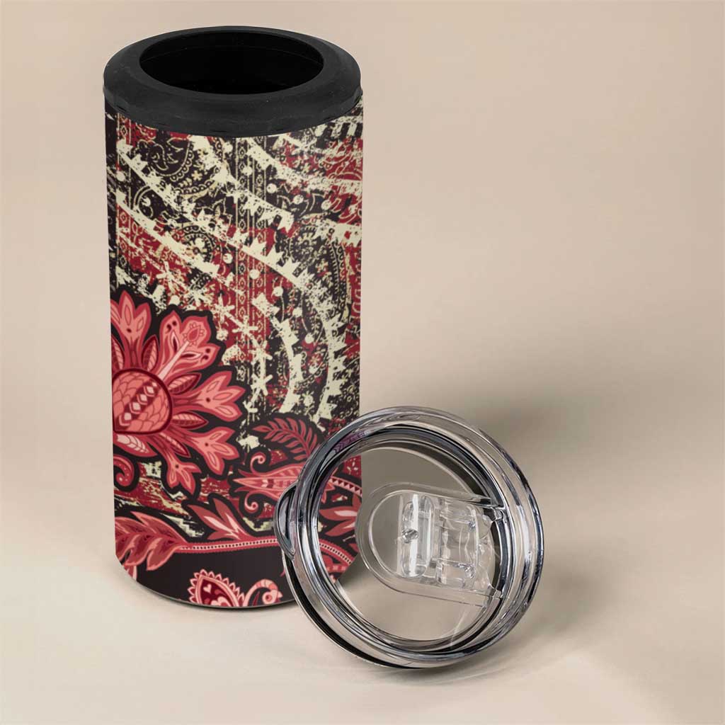 Afro Floral mix Maasai Shuka 4 in 1 Can Cooler Tumbler Red Moitf LT9