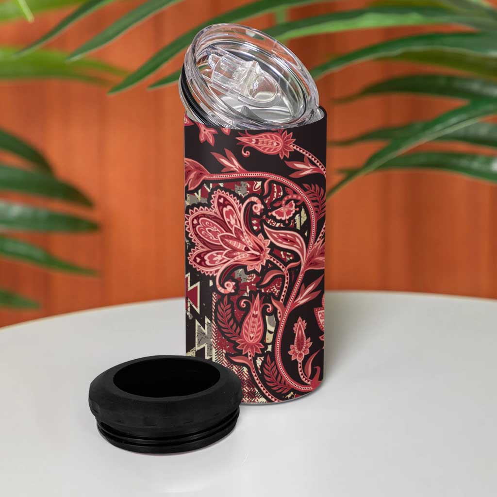 Afro Floral mix Maasai Shuka 4 in 1 Can Cooler Tumbler Red Moitf LT9