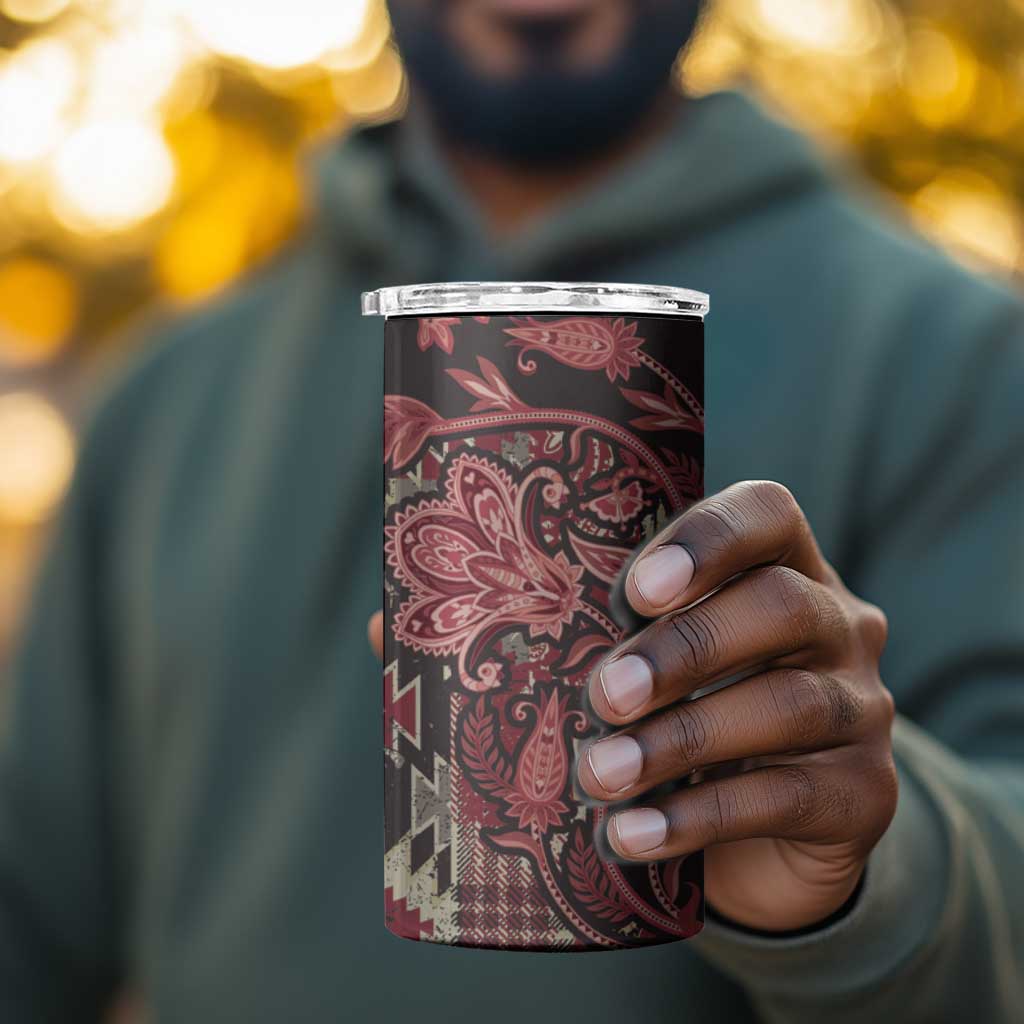 Afro Floral mix Maasai Shuka 4 in 1 Can Cooler Tumbler Red Moitf LT9