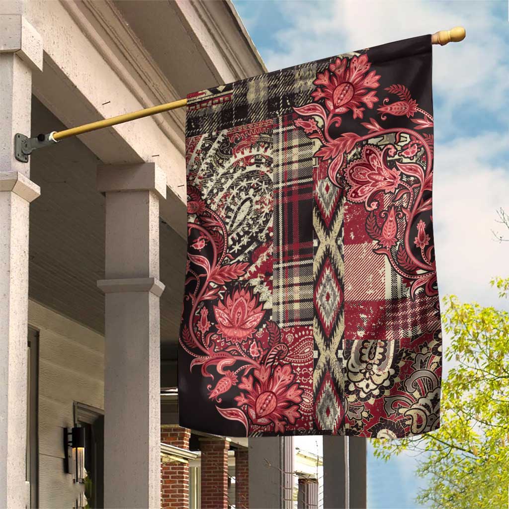 Afro Floral mix Maasai Shuka Garden Flag Red Moitf LT9